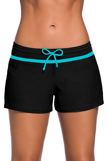 Blue Trim Black Women Swim Boardshort