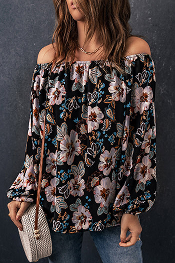 Black Floral Off The Shoulder Blouse