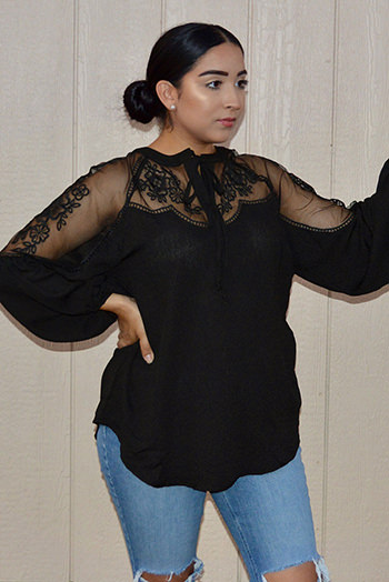 Black Formal Invitation Lace Blouse