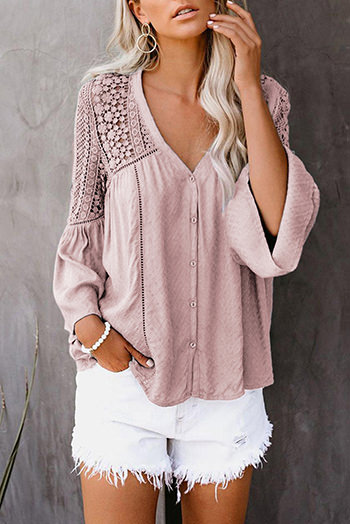 Pink The Du Jour Crochet Blouse