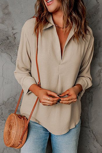 Apricot Collared 3/4 Sleeve Shirt