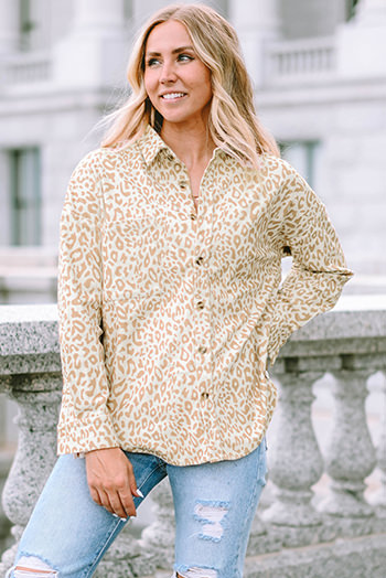 Leopard Corduroy Button Up Shirt