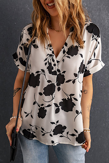 Floral Printed Short Sleeve Blouse