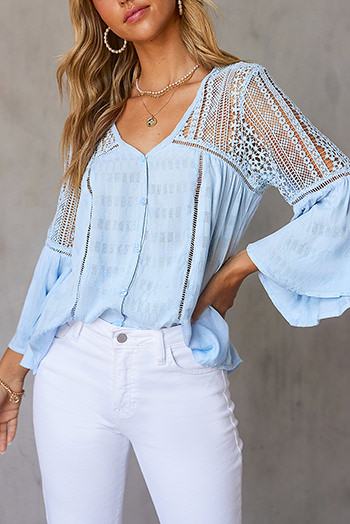 Sky Blue The Du Jour Crochet Blouse