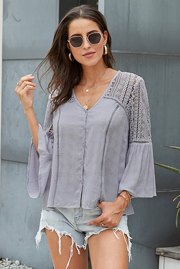 Gray The Du Jour Crochet Blouse