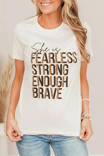 White She is FEARLESS STRONG ENOUGH BRAVE Graphic Tee