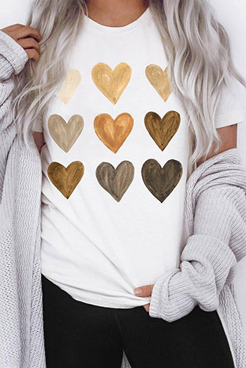 White Be Kind Heart Print O Neck T Shirt