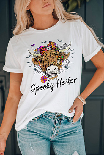 White Spooky Heifer Halloween Vibe Graphic Tee