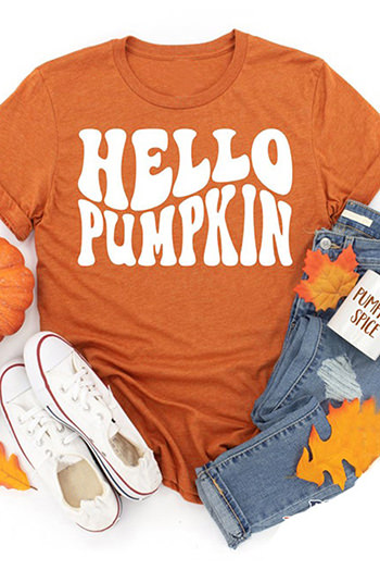 Orange Hello Pumpkin Short Sleeve Tee