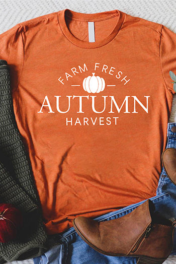 Orange FARM FRESH AUTUMN Harvest Short Sleeve T Shirt