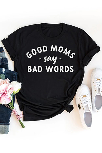 Black Good Moms Say Bad Words Short Sleeve T Shirt