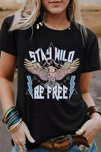 Black Western Eagle Slogan Graphic Tee