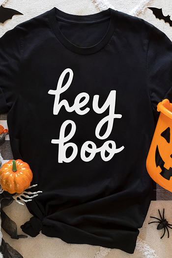 Black hey boo Wordart Graphic T Shirt