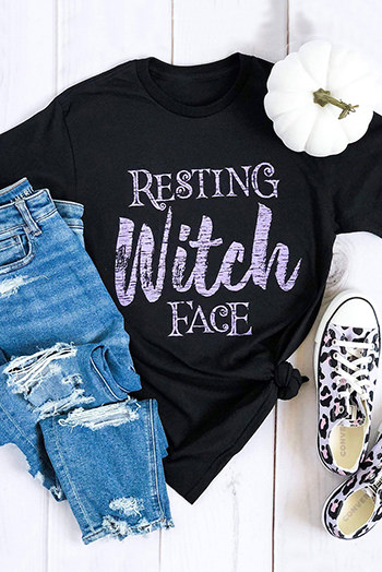 Black Resting Witch Face Graphic Tee