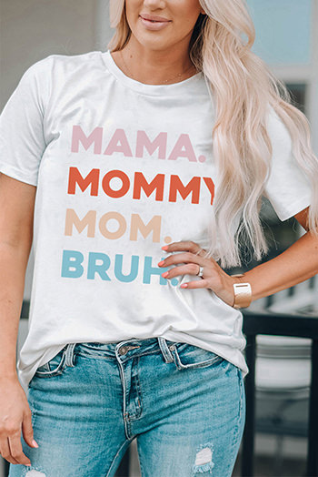 White Mama Mommy Mom Bruh Graphic T Shirt