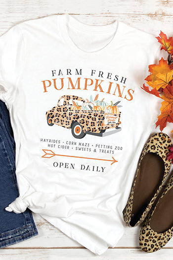 White Farm Fresh Pumpkin Open Daily Graphic Tee