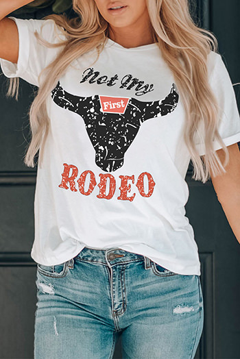 White Not My First Rodeo Graphic Tee