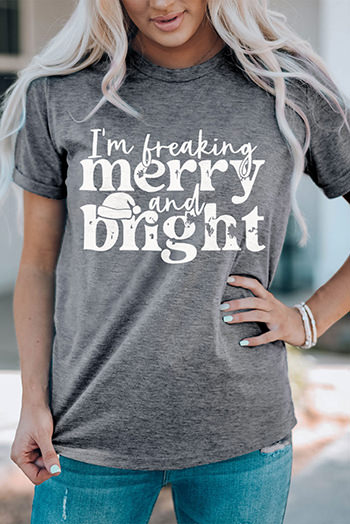 Gray I'm Freaking Merry And Bright Graphic T Shirt