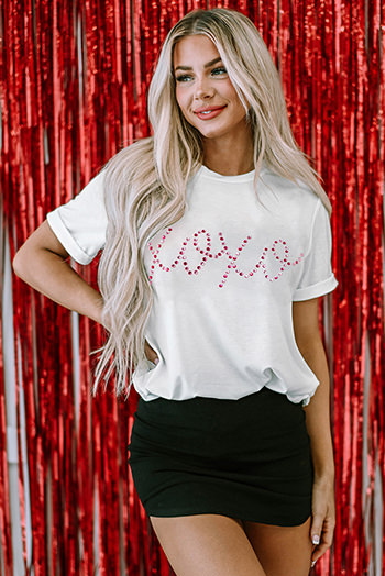 White Rhinestone XOXO Valentine Tee