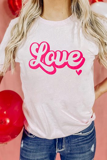 White Valentines Fashion Love Graphic T Shirt