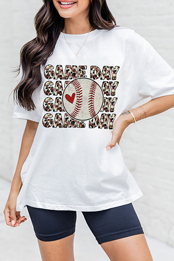 White Leopard GAME DAY Baseball Graphic T Shirt