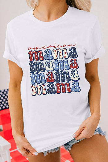 White american Star mama Graphic T Shirt