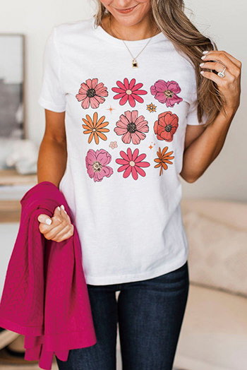 White Flower Graphic T Shirt