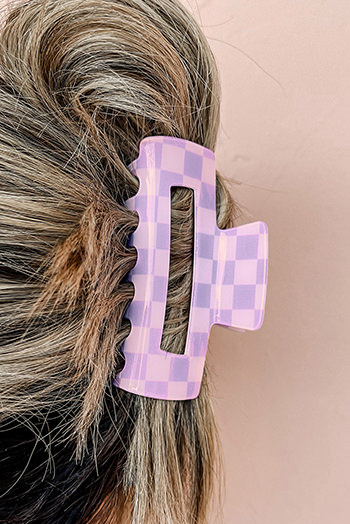 Wisteria Checkered Print Hollow Out Hair Clip