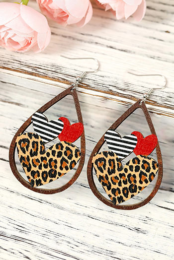 Leopard Heart Shape Hollowed Valentine's Day Earrings