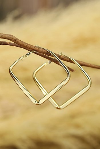 Gold Chunky Square Hoop Earrings