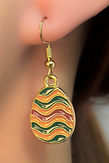 Orange Easter Egg Striped Alloy Drop Earrings