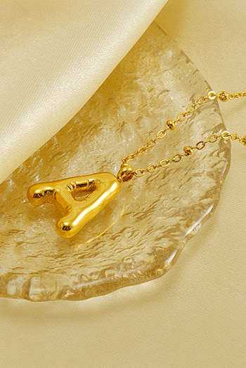 Gold Letter A Pendant Chain Necklace