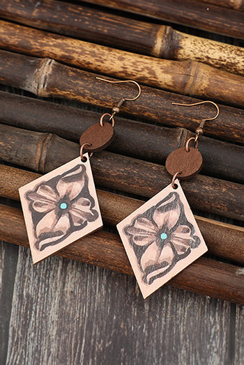 DUNE Western Floral Wooden Dangle Earrings