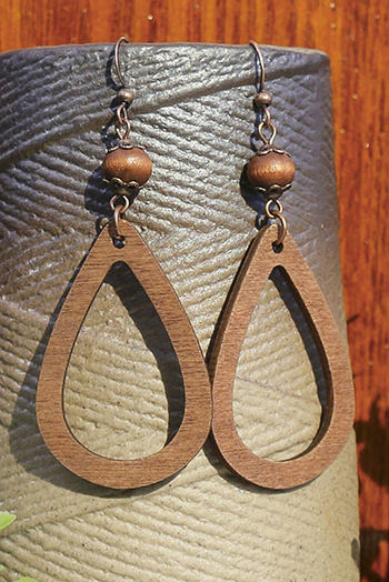 Chestnut Vintage Hollowed Waterdrop Shape Hook Earrings