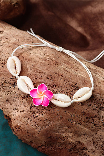 White Flower Seashell Adjustable Bracelet