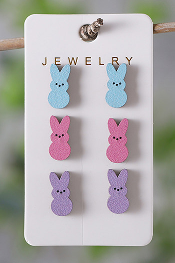 Easter Bunny Doll Wooden Earrings