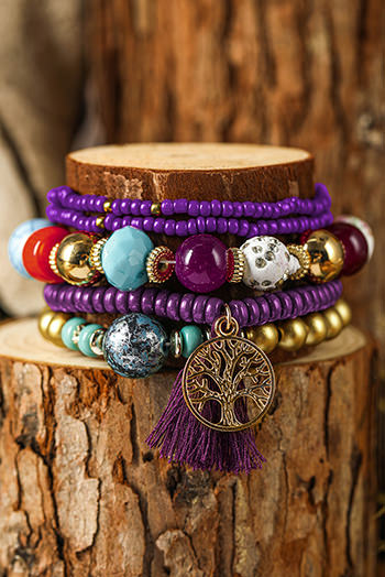 Violet 5pcs Boho Beaded Turquoise Bracelets Set