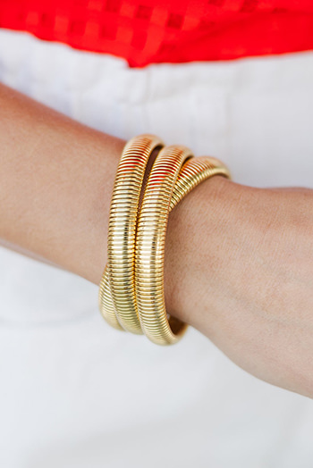 Gold 3 Layers Plated Chunky Alloy Bangle