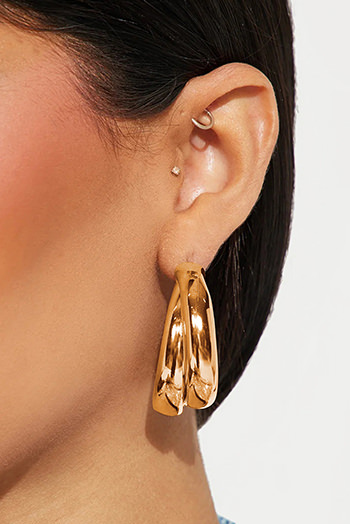 Gold Layered Hoop Studded Earrings