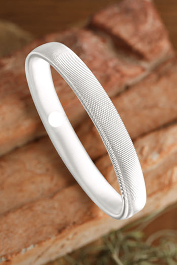 White Stretchy Plated Metal Wide Bangle