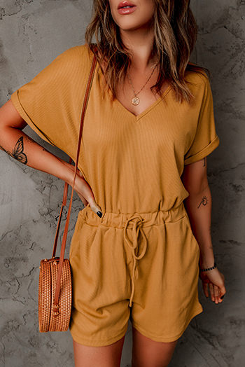 Brown Pocketed Knit Romper