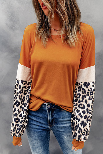 Leopard Sequin Patchwork Long Sleeve Top