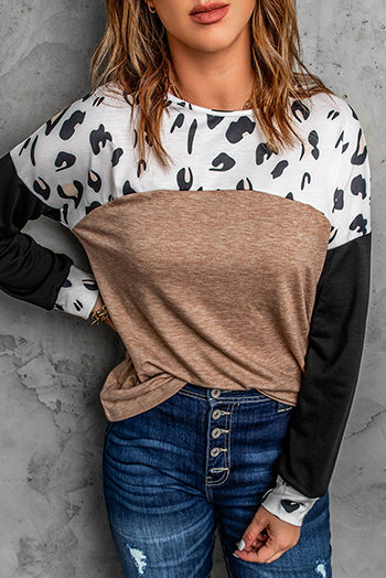 Leopard Colorblock Long Sleeve Top