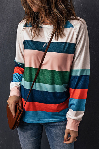 Striped Color Block Long Sleeve Top