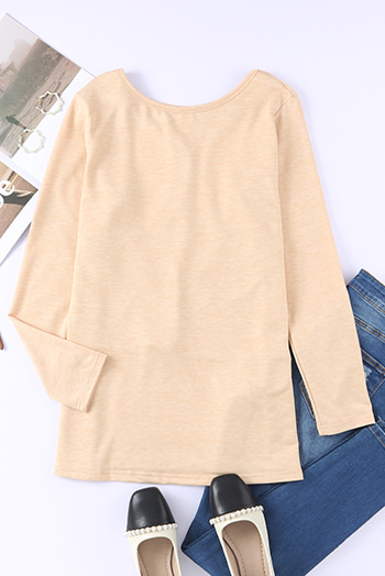 Apricot Open Back Long Sleeve Knit Top