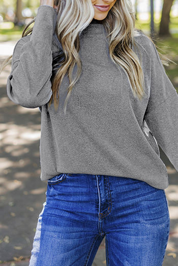 Gray Ribbed Zip Knit Top