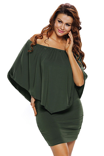 Multiple Dressing Layered Army Green Mini Poncho Dress