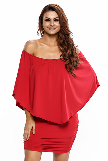 Multiple Dressing Layered Red Mini Poncho Dress