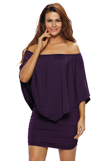 Multiple Dressing Layered Purple Mini Poncho Dress