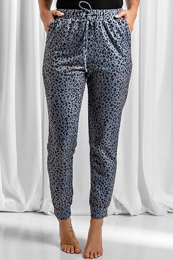 Gray Breezy Leopard Joggers